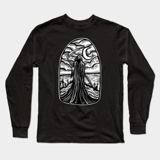 Grim Reaper woodcut Long Sleeve T-Shirt